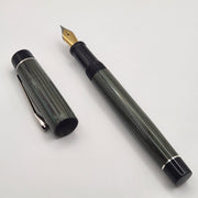 Mercury Convertible Pocket Fountain Pen / Rollerball - Green 8 - swirl Ebonite with clip (b) - DaveDollarCustomPens