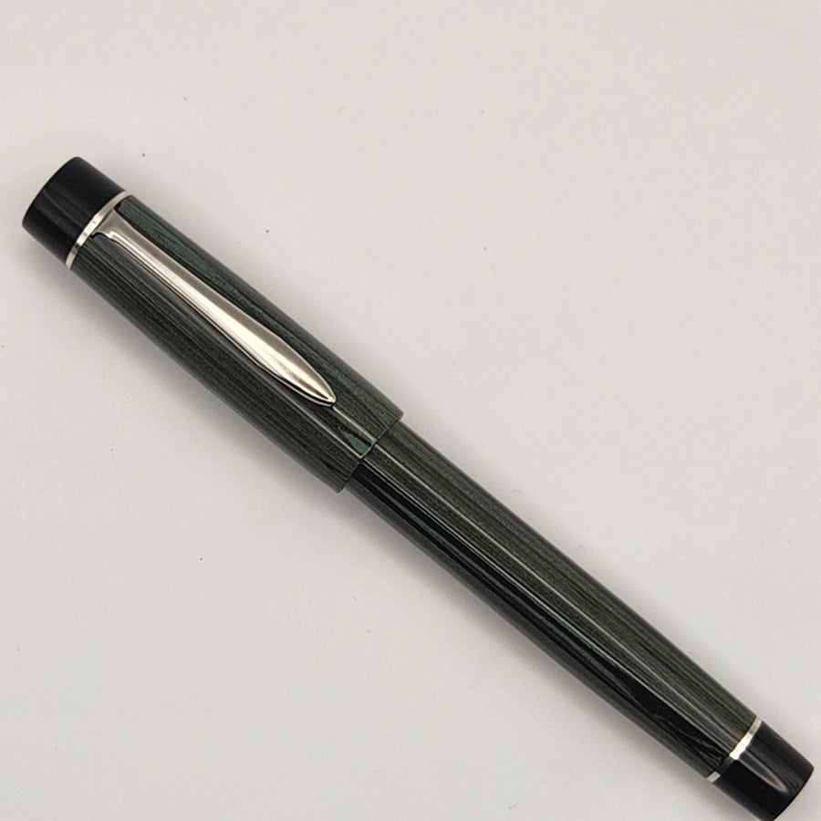 Mercury Convertible Pocket Fountain Pen / Rollerball - Green 8 - swirl Ebonite with clip (b) - DaveDollarCustomPens