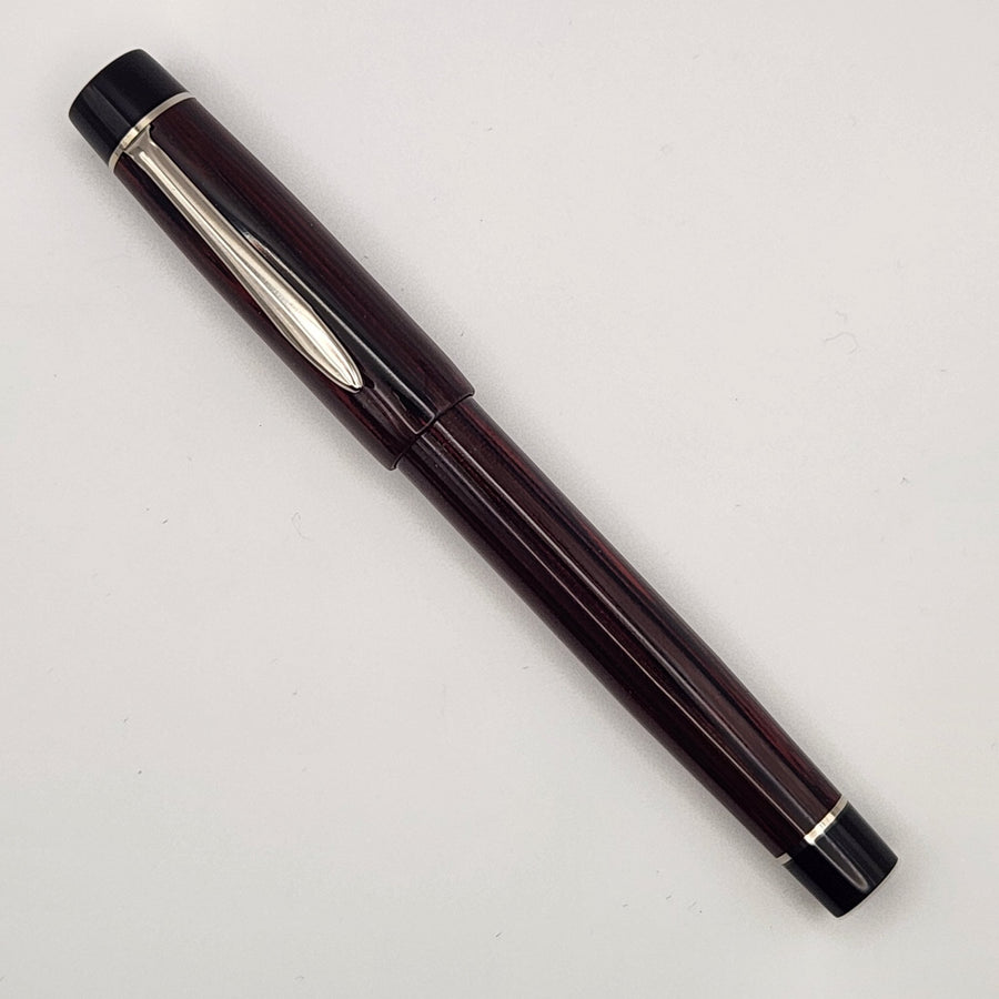 Mercury Pocket Fountain Pen - Strawberry & Black Ebonite with clip (b) - DaveDollarCustomPens