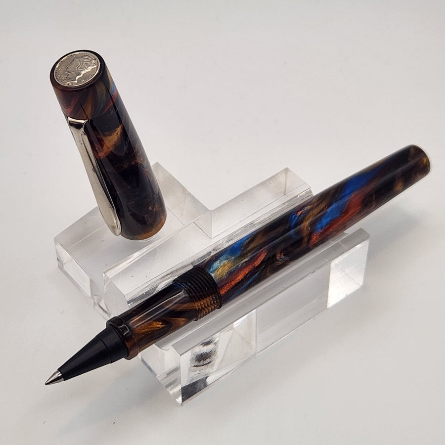 “Peacock Springs” - Mercury Convertible Pocket Fountain Pen / Rollerball with clip - DaveDollarCustomPens