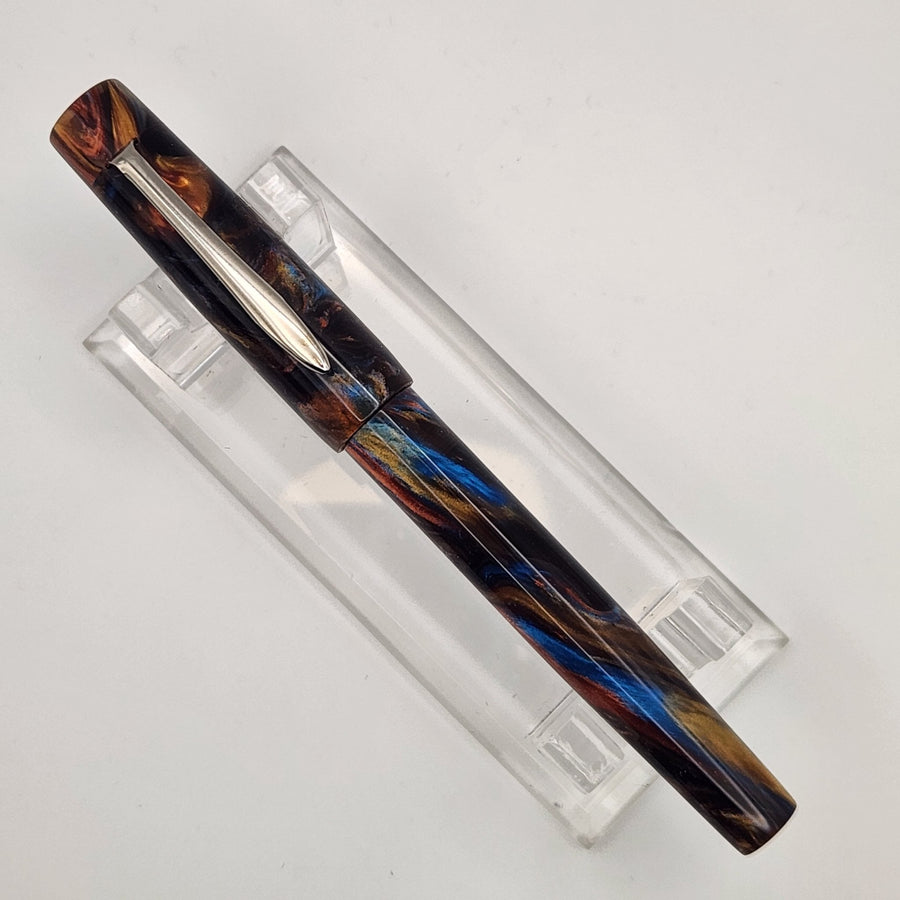 “Peacock Springs” - Mercury Convertible Pocket Fountain Pen / Rollerball with clip - DaveDollarCustomPens