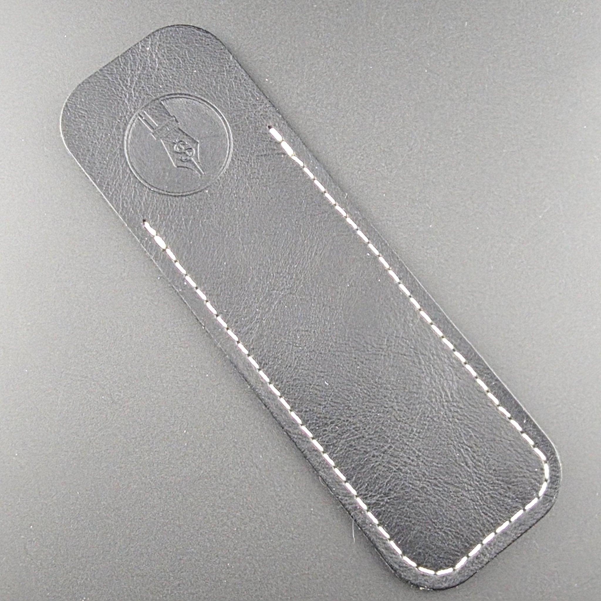 Pocket Pen Length - Black Glossy Leather Pen Sleeve - DaveDollarCustomPens