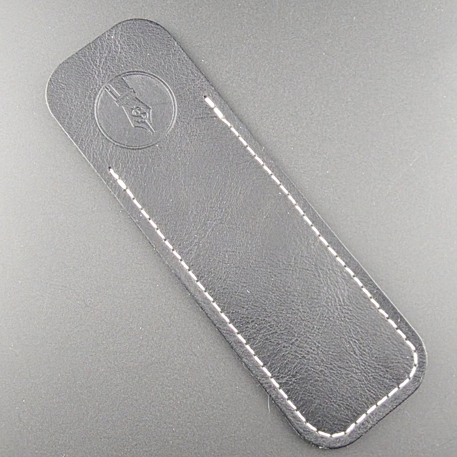 Pocket Pen Length - Black Glossy Leather Pen Sleeve - DaveDollarCustomPens
