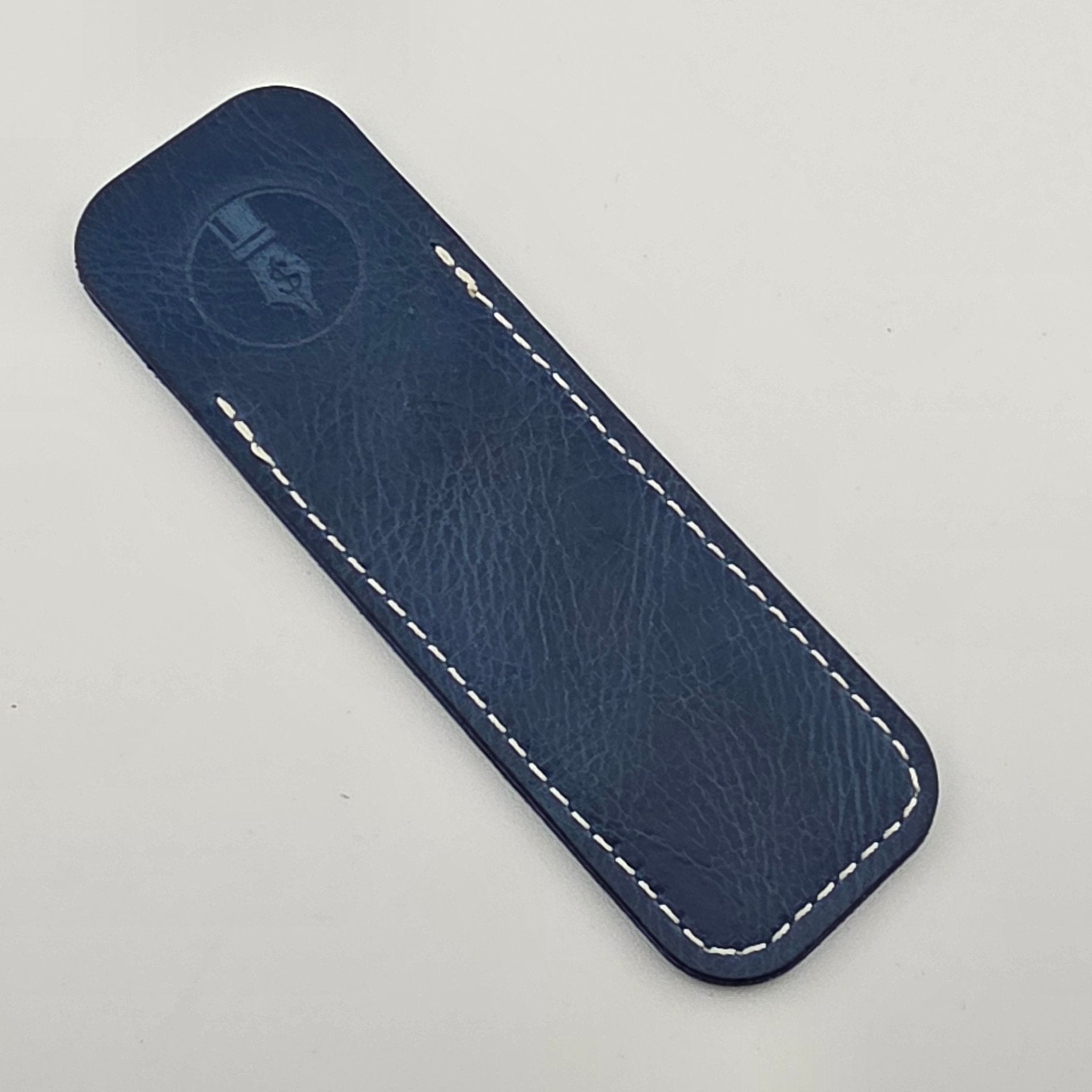 Pocket Pen Length - Blueberry Glossy Leather Pen Sleeve - DaveDollarCustomPens