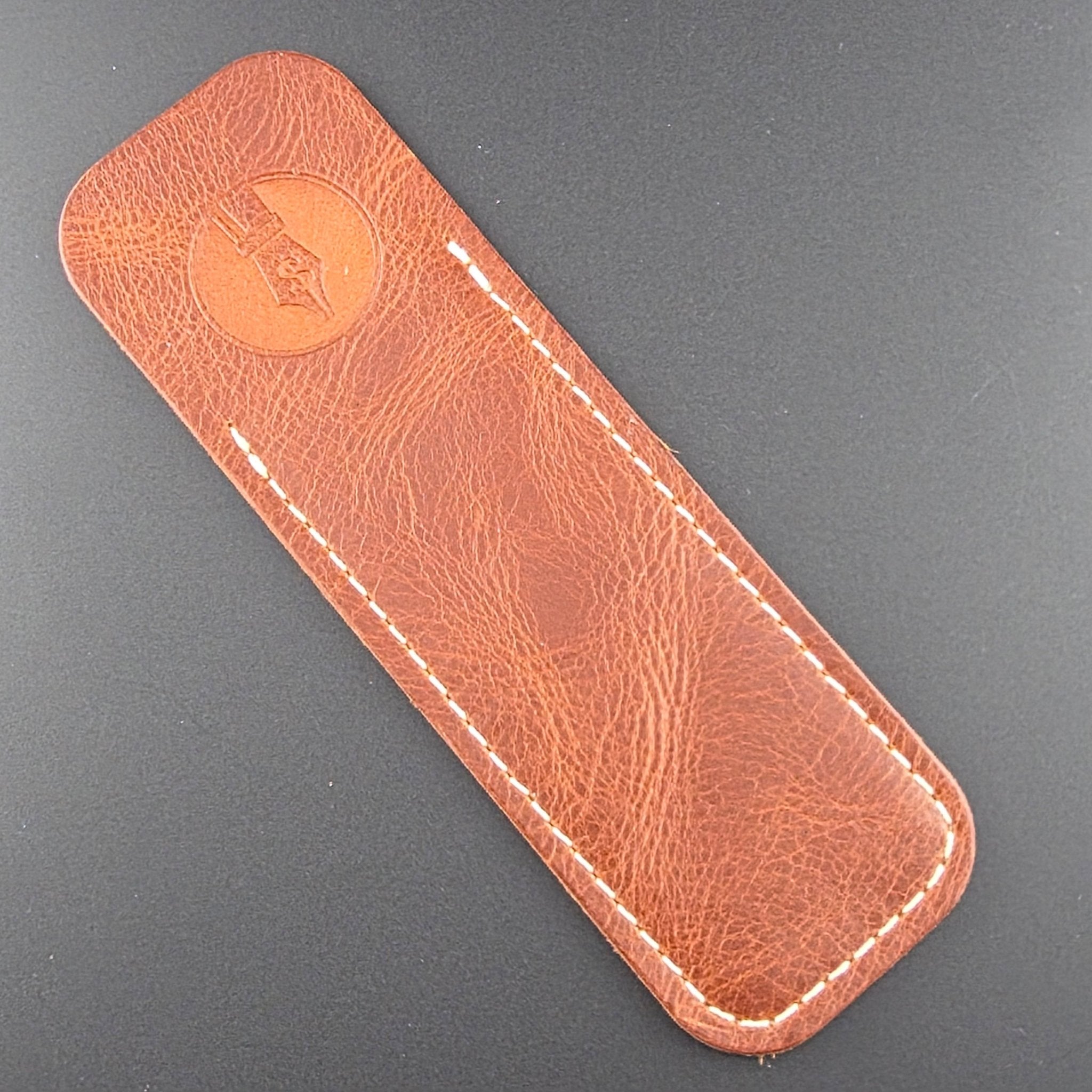 Pocket Pen Length - Cognac Glossy Leather Pen Sleeve - DaveDollarCustomPens