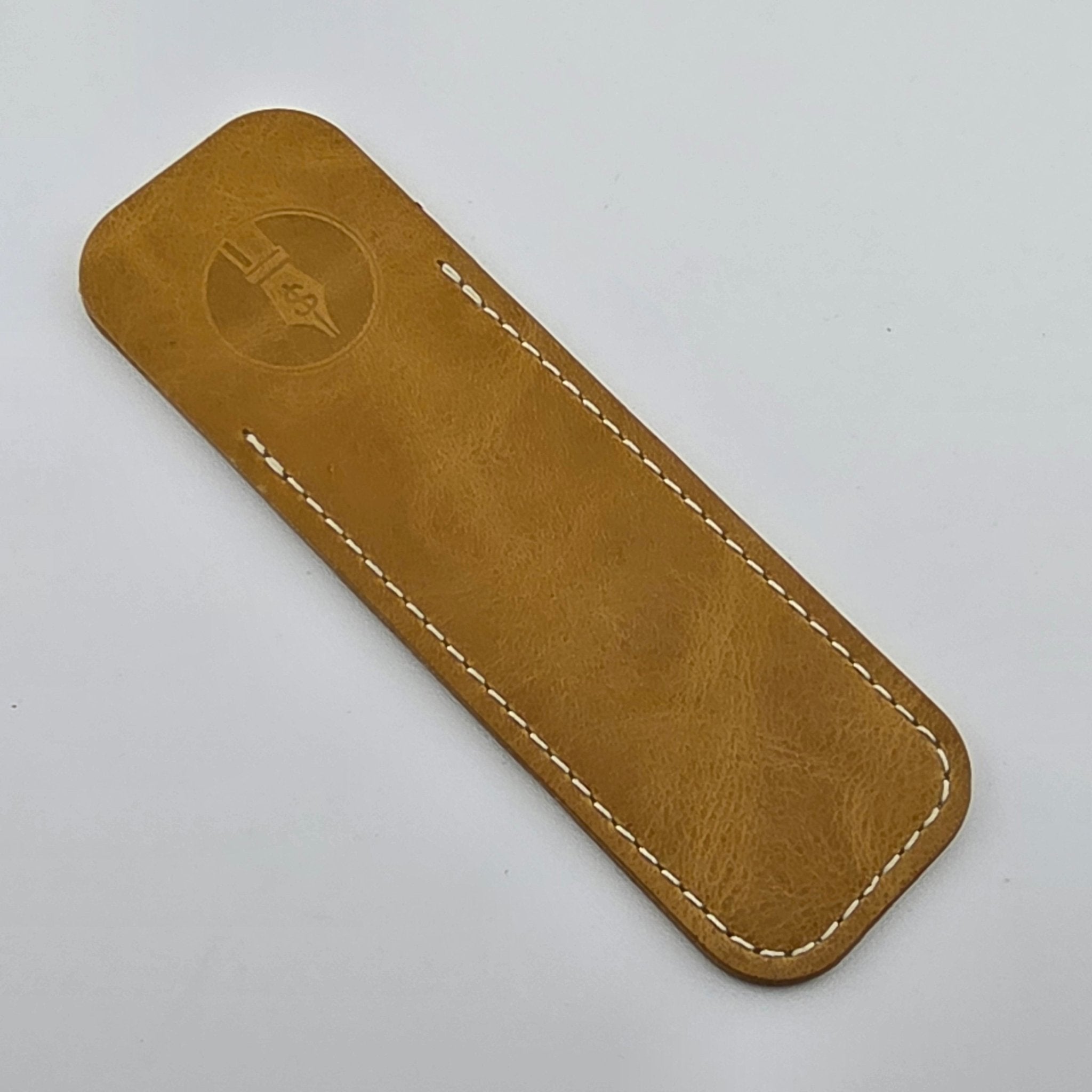 Pocket Pen Length - Goldenrod Glossy Leather Pen Sleeve - DaveDollarCustomPens