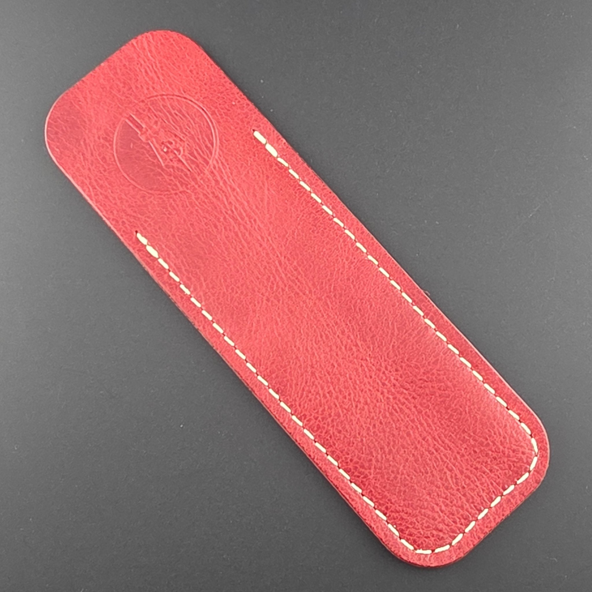 Pocket Pen Length - Red Glossy Leather Pen Sleeve - DaveDollarCustomPens