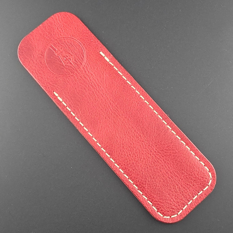 Pocket Pen Length - Red Glossy Leather Pen Sleeve - DaveDollarCustomPens