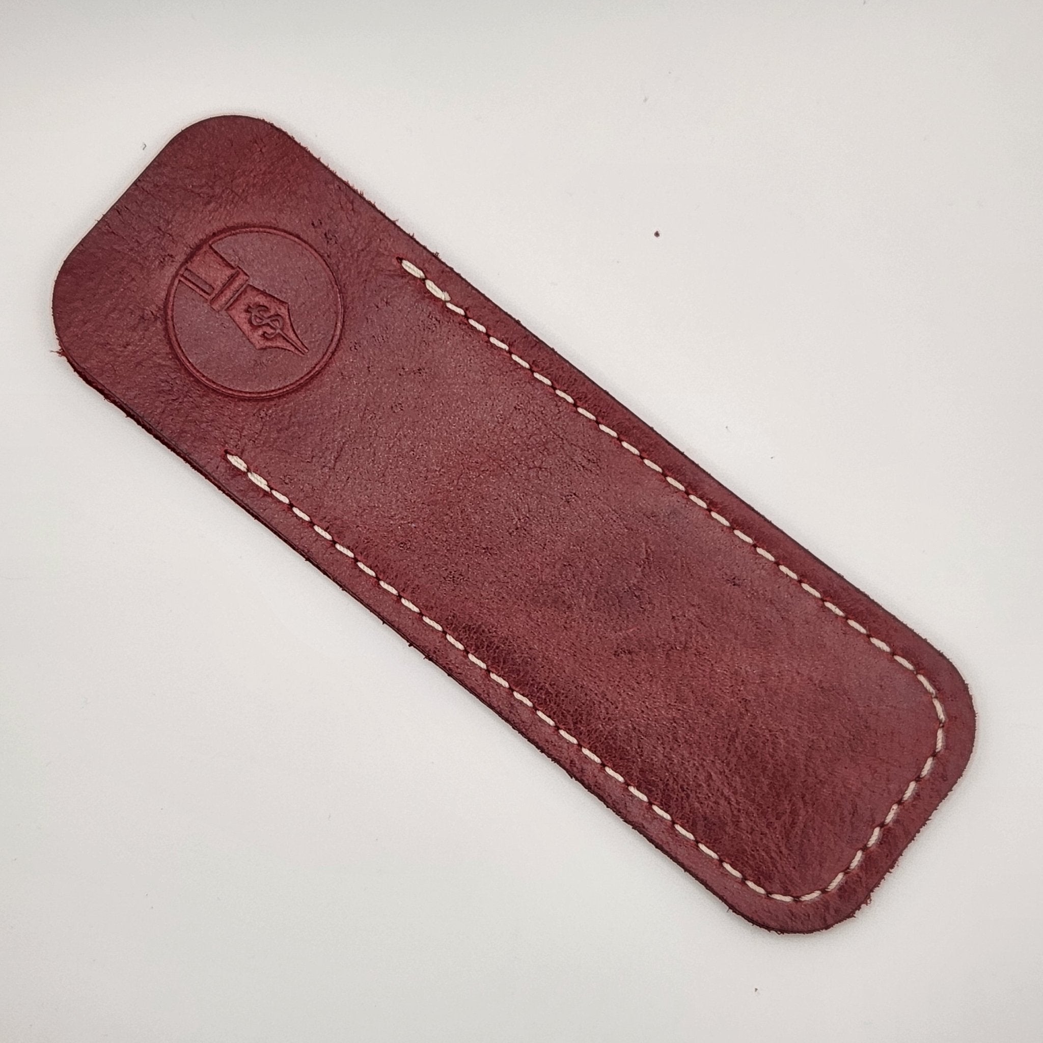 Pocket Pen Length - Strawberry Glossy Leather Pen Sleeve - DaveDollarCustomPens