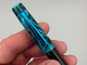 "Blue and Black Acrylic and Black Ebonite" - Mercury Convertible Fountain Pen / Rollerball