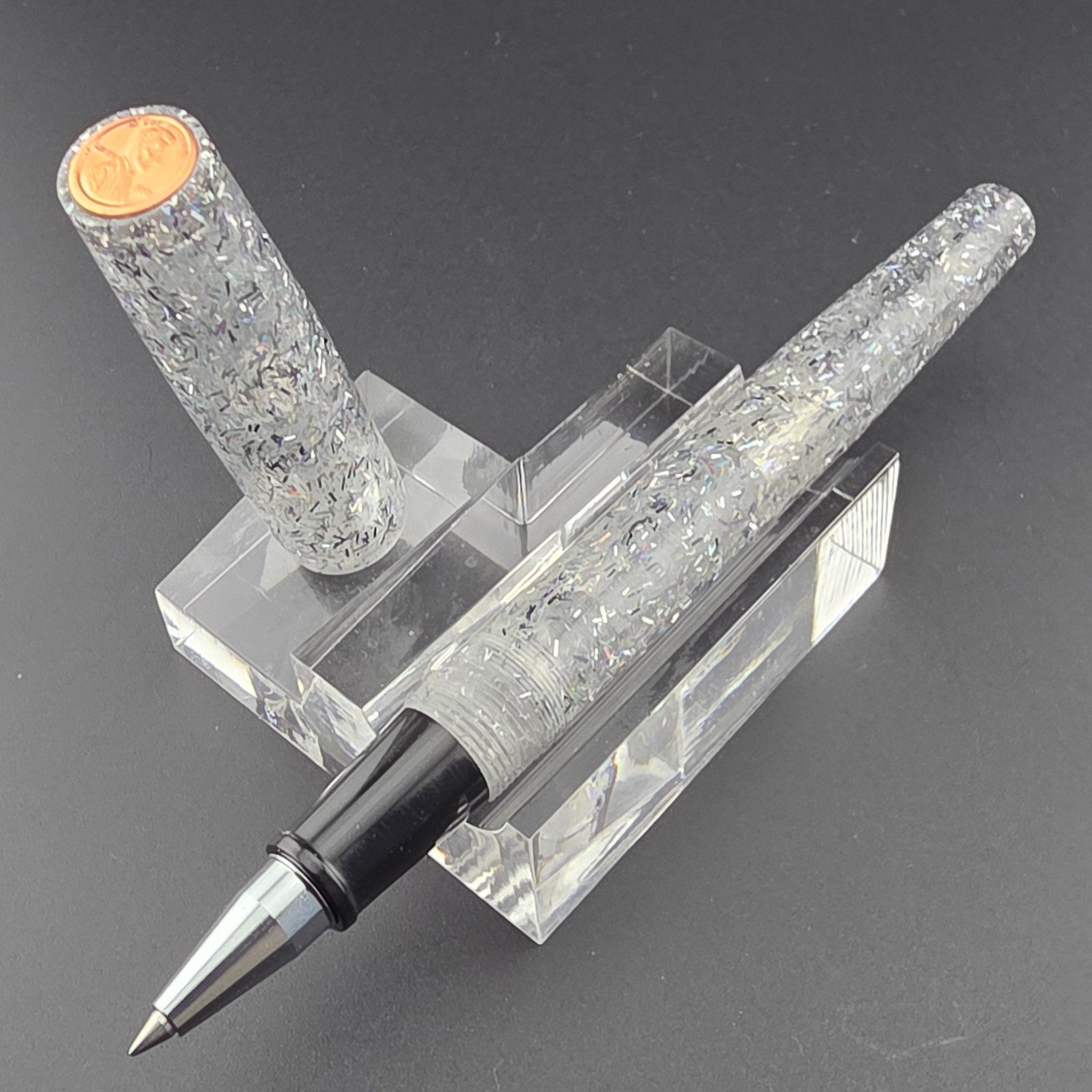 "Silver Holographic" - Freedom Convertible Fountain Pen - DaveDollarCustomPens