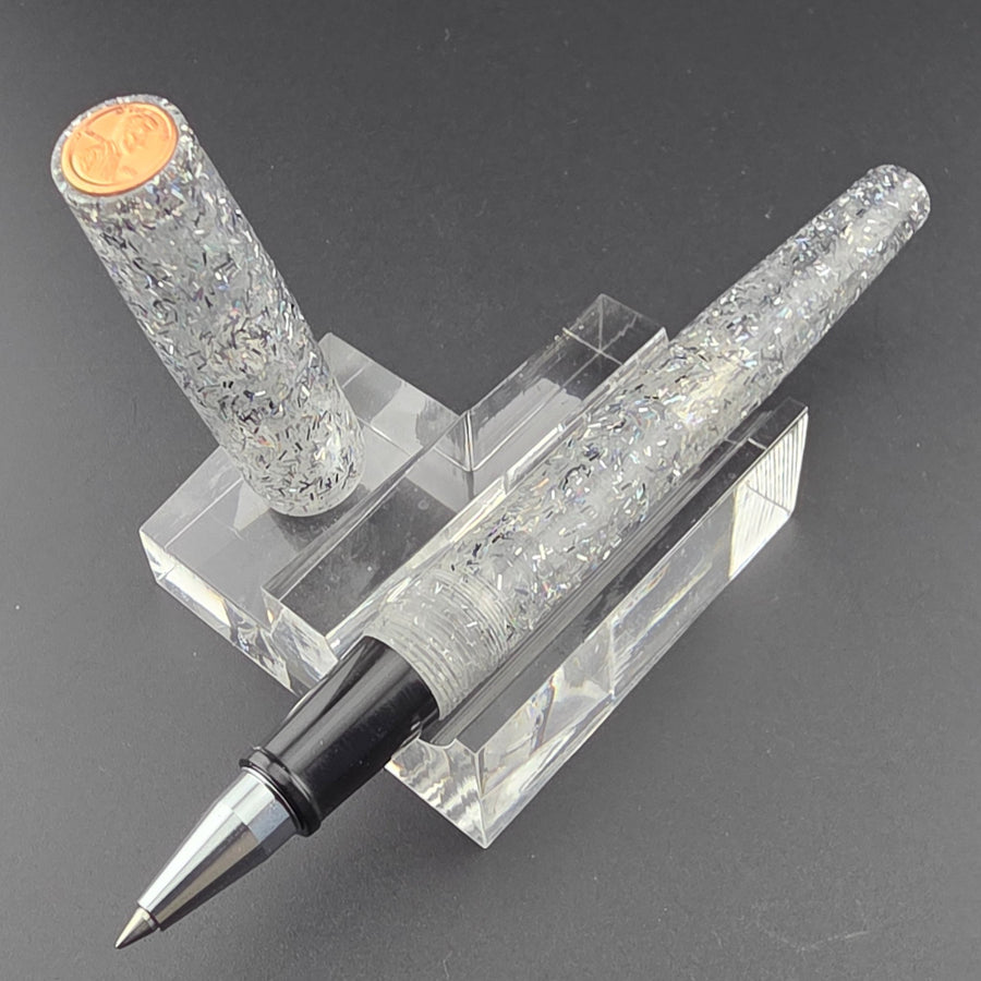 "Silver Holographic" - Freedom Convertible Fountain Pen - DaveDollarCustomPens