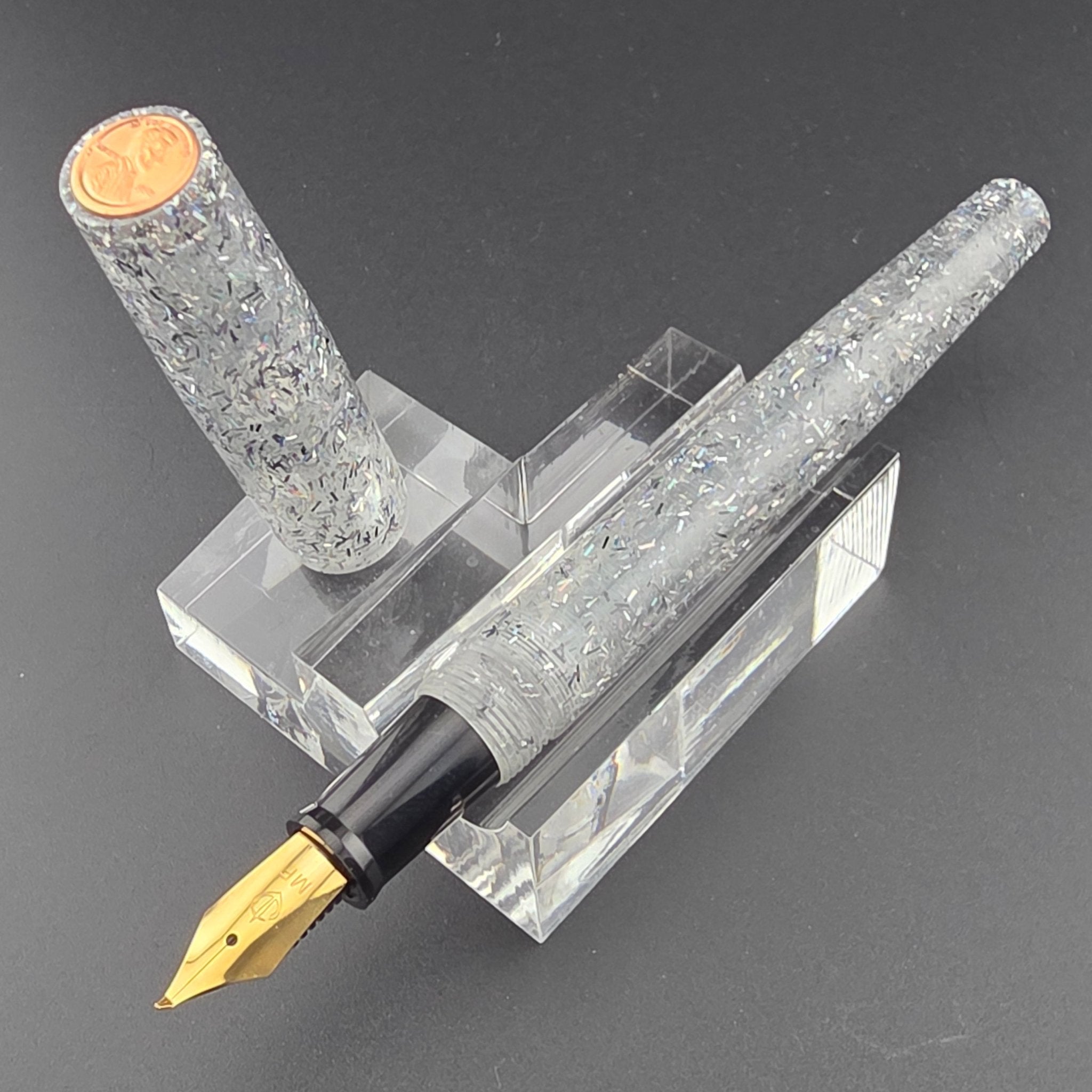 "Silver Holographic" - Freedom Convertible Fountain Pen - DaveDollarCustomPens