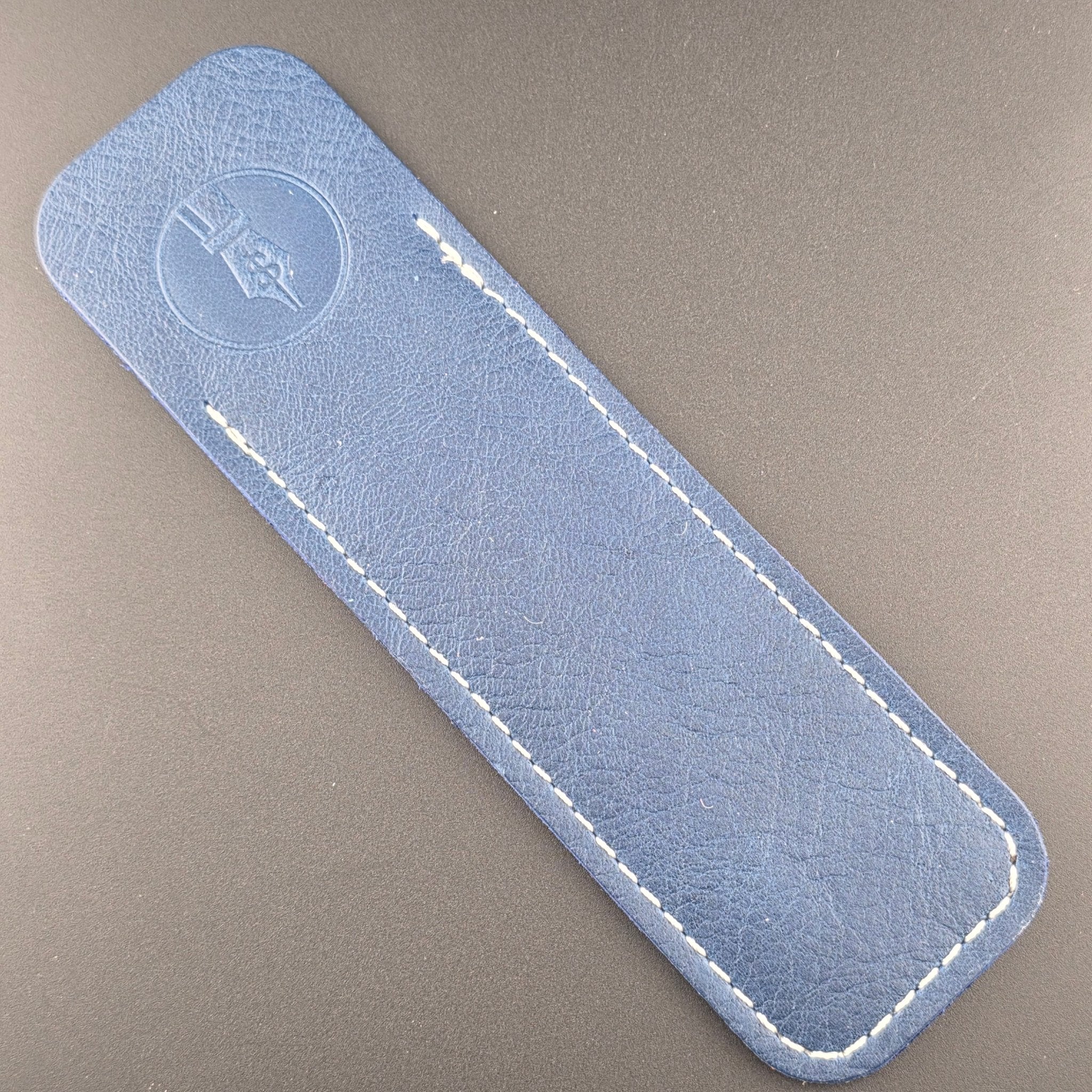Standard Length - Blue Glossy Leather Pen Sleeve - DaveDollarCustomPens