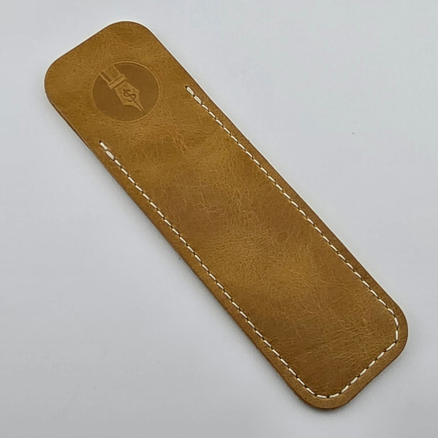 Standard Length - Goldenrod Glossy Leather Pen Sleeve - DaveDollarCustomPens
