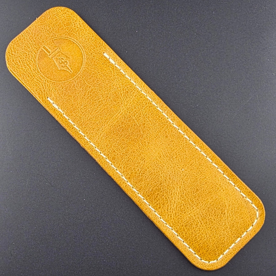 Standard Length - Goldenrod Glossy Leather Pen Sleeve - DaveDollarCustomPens