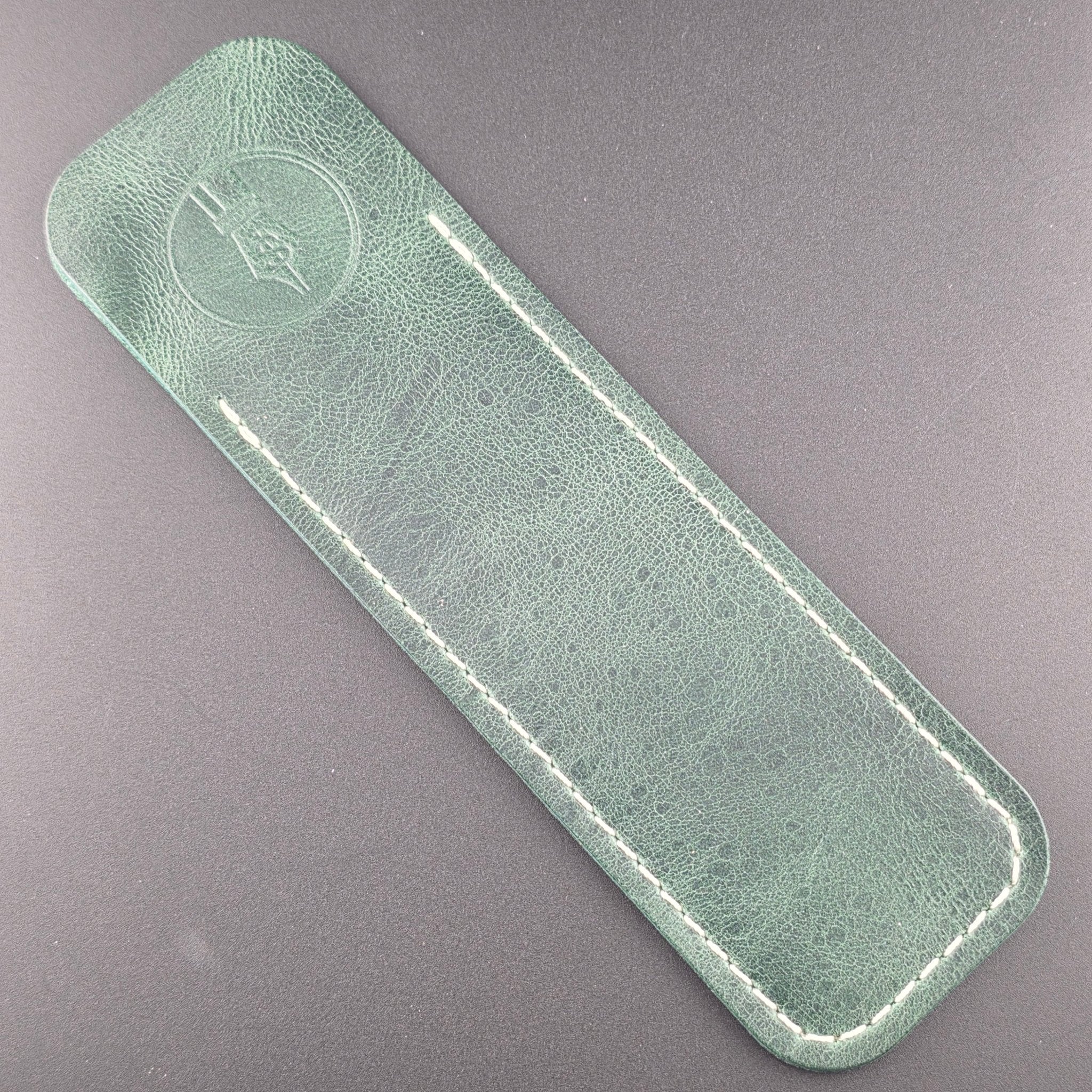 Standard Length - Green Glossy Leather Pen Sleeve - DaveDollarCustomPens