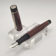 "Strawberry & Black Ebonite" - Mercury Pocket Fountain Pen with clip - DaveDollarCustomPens
