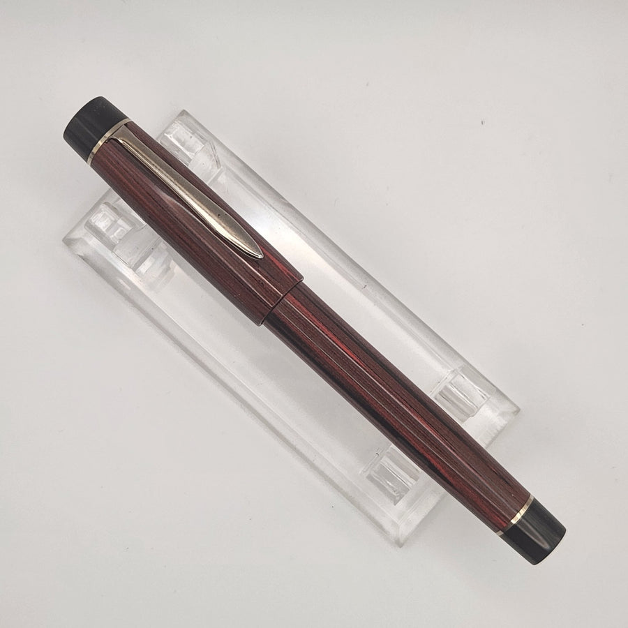 "Strawberry & Black Ebonite" - Mercury Pocket Fountain Pen with clip - DaveDollarCustomPens