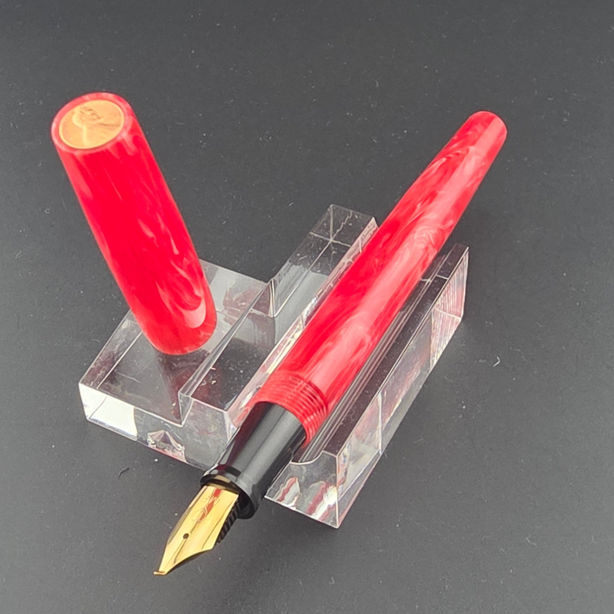 "Tri-Cherry Red" - Freedom Convertible Fountain Pen - DaveDollarCustomPens